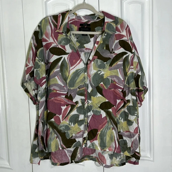 TAHARI 100% Linen Button Down Shirt - Picture 2 of 6